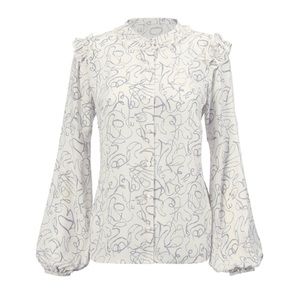 Ribbon Print Blouse CAbi XL NWOT